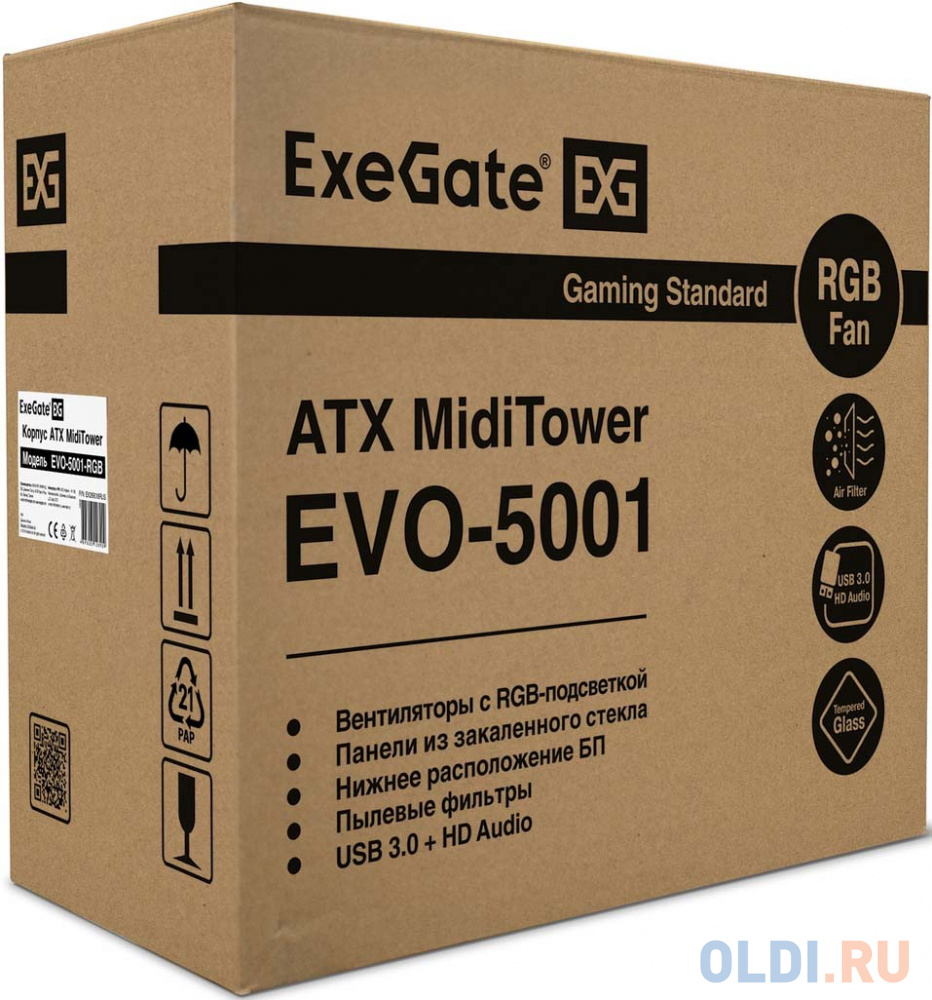 Корпус ATX Exegate EX289018RUS Без БП чёрный