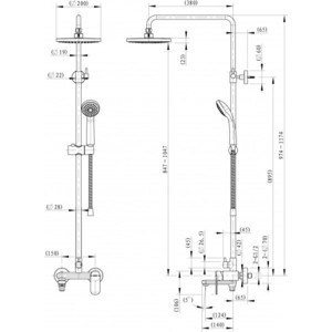 Душевая система Bravat Opal C со смесителем, хром (F6125183CP-A1-RUS / F6125183CP-A5-RUS)