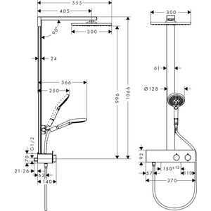 Душевая система Hansgrohe Raindance E 300 с термостатом ShowerTablet 350 (27361000)