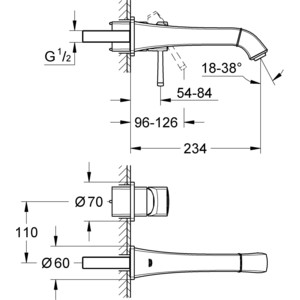 Смеситель для раковины Grohe Grandera на 2 отверстия, для 23319 (19930000)