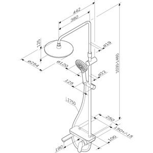 Душевой уголок Ambassador Diamond 120x90 с душевой системой Am.Pm, правый, прозрачный, хром (12011108R, F0780700)