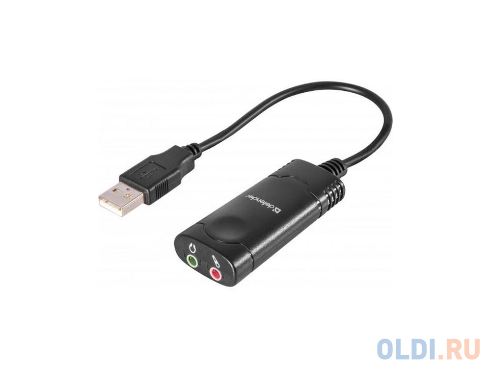Переходник USB 2.0-2xJack 3.5 (F) Defender Audio 63002