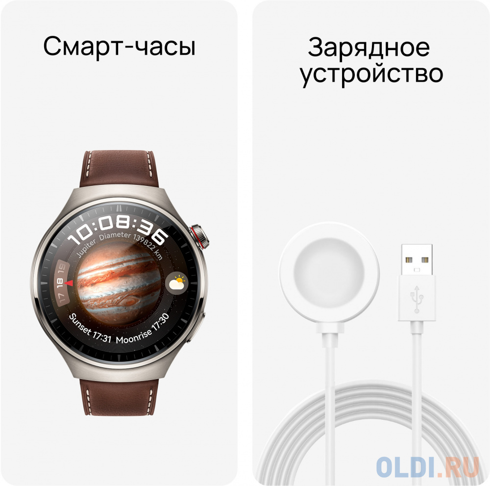 Смарт-часы Huawei Watch 4 Pro Medes-L19L,  1.5",  серебристый / темно-коричневый [55020apb]