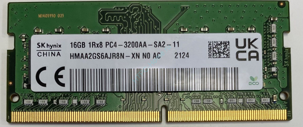 Память DDR4 SODIMM 16Gb, 3200MHz, CL22, 1.2 В, Hynix (HMAA2GS6AJR8N-XN) Retail