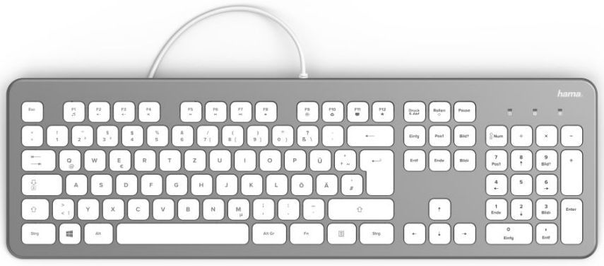 Клавиатура проводная Hama KC-700, мембранная, USB, белый (R1182651)