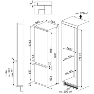 Встраиваемый холодильник Smeg C8174DN2E