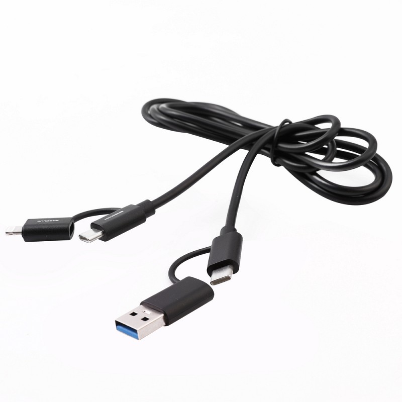 Аксессуар Ergolux USB - Type-C-Type-C-Lightning 5А 1.2m Black ELX-CDC07-C02