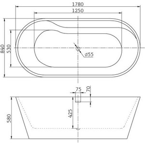 Акриловая ванна BelBagno 178x84 слив-перелив, хром (BB14-CRM) в Москвe