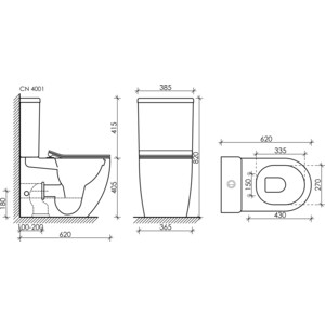 Унитаз-компакт безободковый Ceramicanova Metropol Rimless с сиденьем-микролифт (CN4001) в Москвe