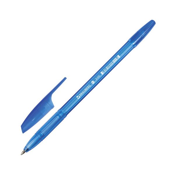 Ручка шариковая BRAUBERG X-333, СИНЯЯ, корпус тонированный, узел 0,7 мм, линия письма 0,35 мм, BP150, (100 шт.)