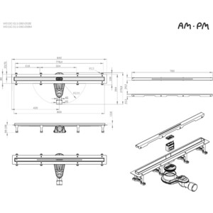 Душевой лоток Am.Pm MasterFlow затвор Slim line 80 см, хром (W01SC-S11-080-05SB)