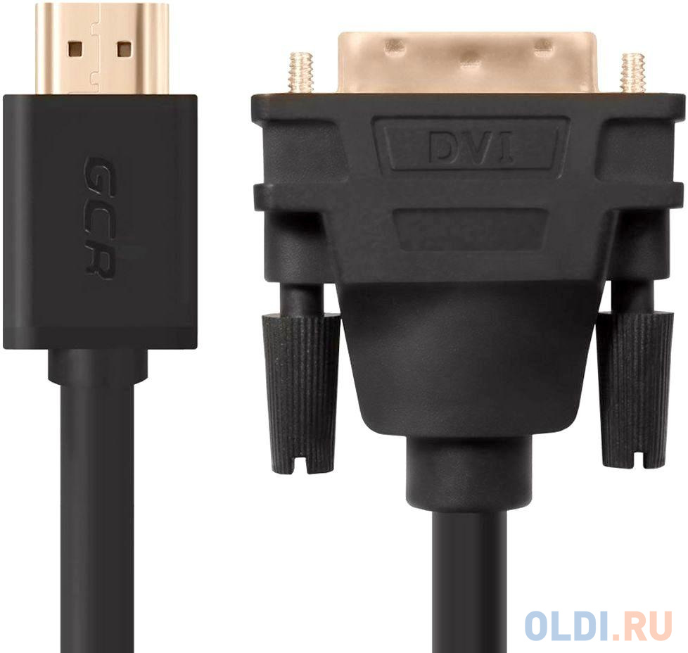 Greenconnect Кабель HDMI-DVI 1.8m черный, OD7.3mm, 28/28 AWG, позолоченные контакты, 19pin AM / 24+1M AM double link, тройной экран в Москвe