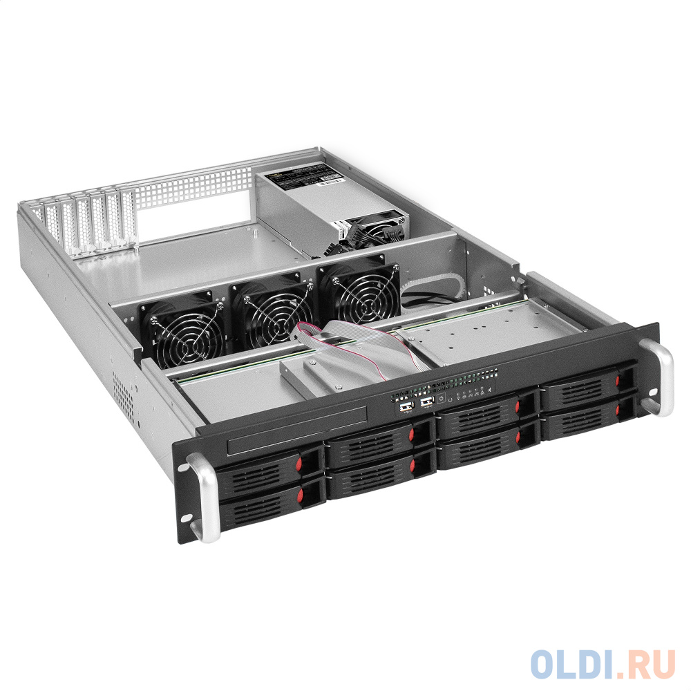 Серверный корпус ExeGate Pro 2U660-HS08 <RM 19", высота 2U, глубина 660, БП 2U-920ADS, 8xHotSwap, USB>