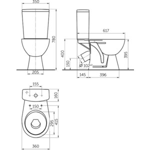 Унитаз-компакт Rosa Уют с сиденьем, коричневый (4630055558797)