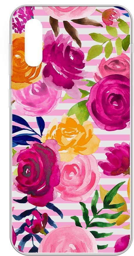 Чехол-накладка Gresso Air для смартфона Samsung Galaxy A02, термопластичный полиуретан (TPU), прозрачный/рисунок цветы (GR17AAAE9162)