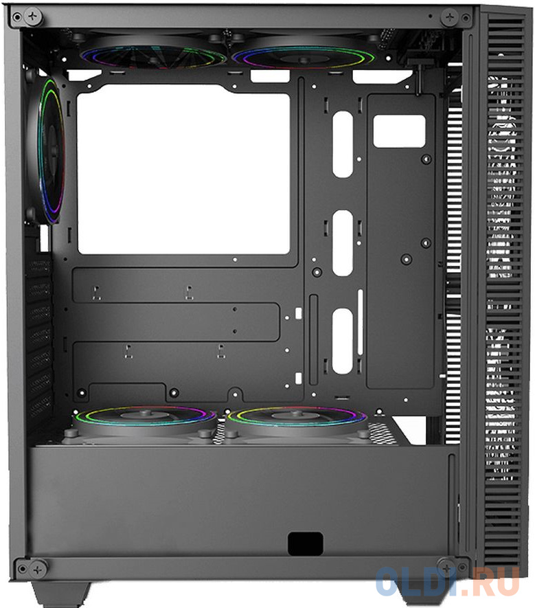 RockStar 2 ATX case, black, w/o PSU, w/1xUSB3.0+1xUSB2.0, w/3x12cm ARGB front fan (GMX-12-DBB fan), w/1x12cm ARGB rear fan (GMX-12-DBB fan)