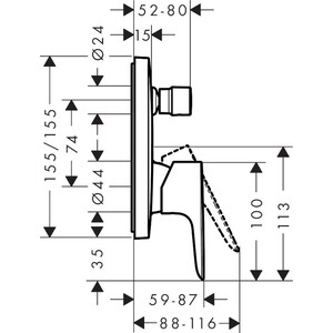 Смеситель для ванны Hansgrohe Talis E с механизмом, золото (71745990, 1800180)