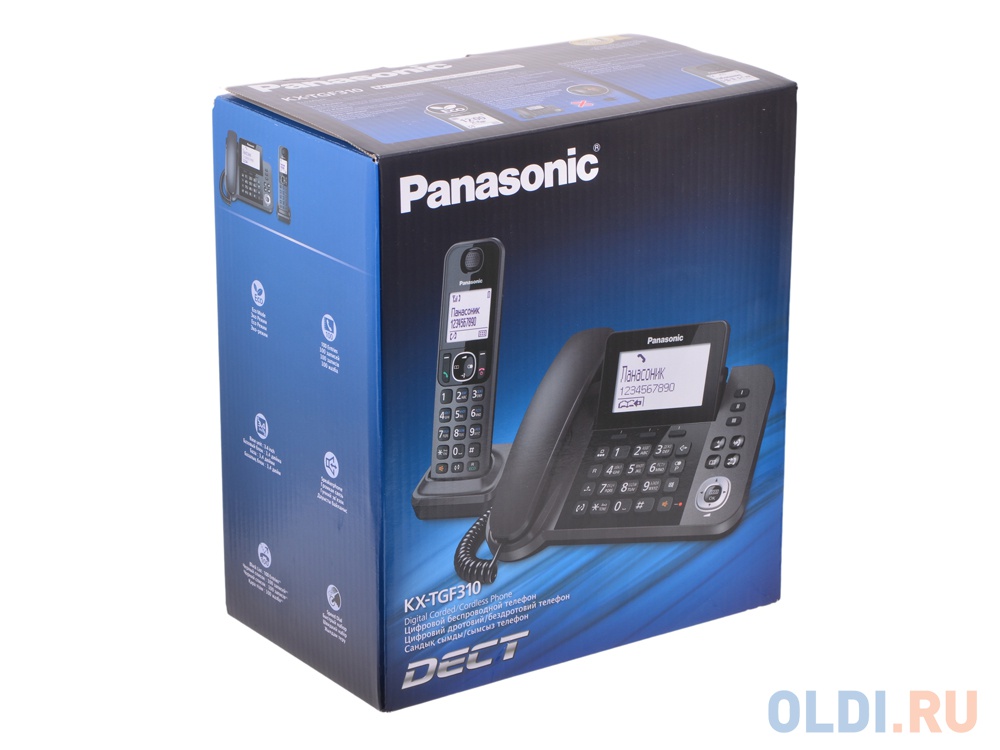 Телефон DECT Panasonic KX-TGF310RUM АОН, Стационар 3,4" + Трубка, Caller ID 50, Эко-режим, Память 100, Black-List