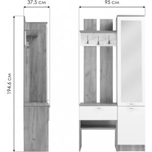 Прихожая Woodville Иннэс-3 дуб крафт золотой / белый глянец (458351)