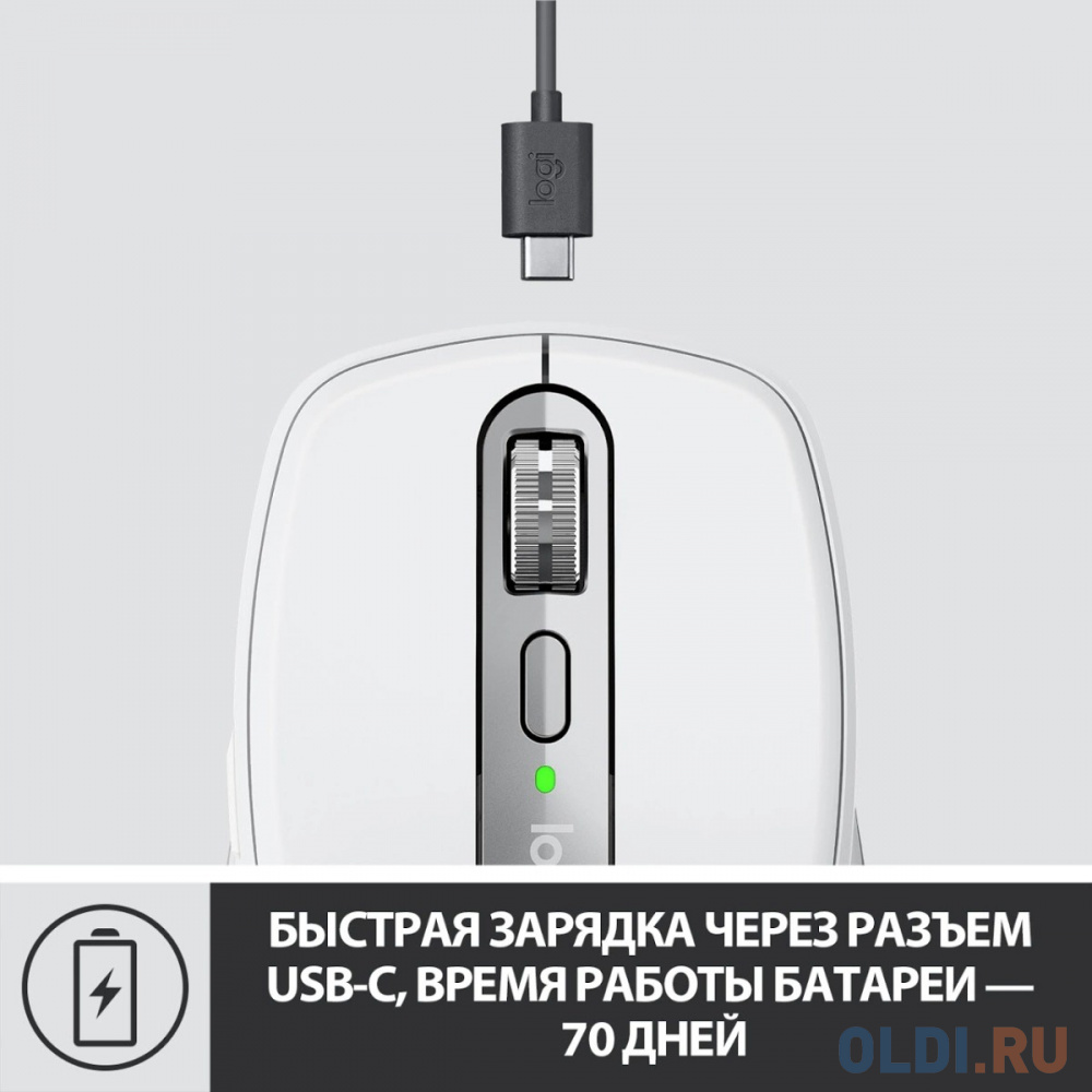 Мышь беспроводная Logitech MX Anywhere 3 серый USB + Bluetooth