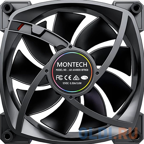 Вентилятор для корпуса Montech RX120 Reverse ARGB 120х120x25 черный 4-pin 27дБ (RX120 PWM BLACK) Ret