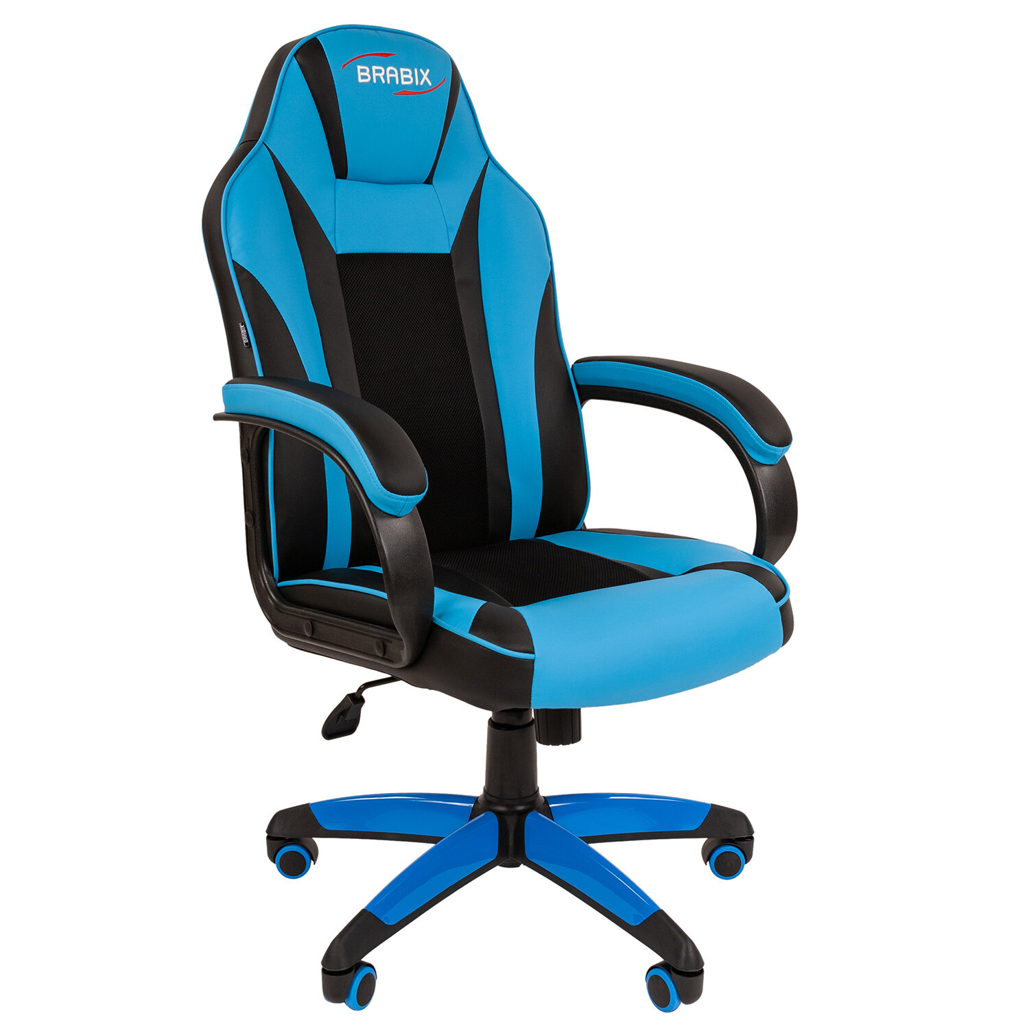 Кресло компьютерное BRABIX Tanto GM-171, TW/экокожа, черное/голубое (532575)
