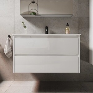 Мебель для ванной Sancos Libra 90 два ящика, белый глянец