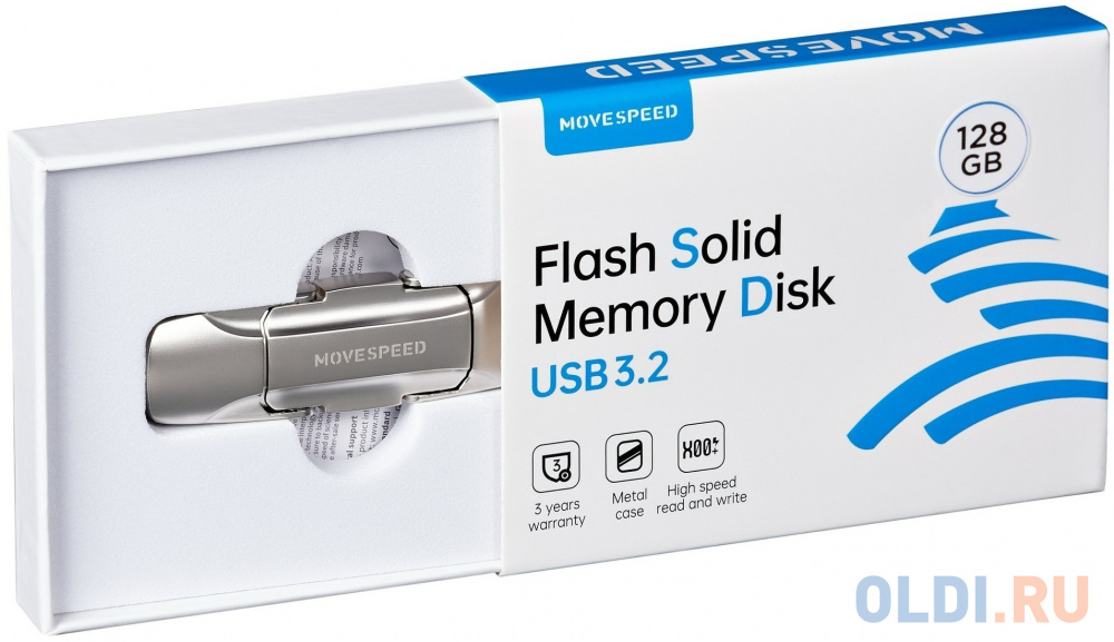 Флешка 128Gb Move Speed YSUYV-128GSN USB 3.0 USB Type-C серебристый