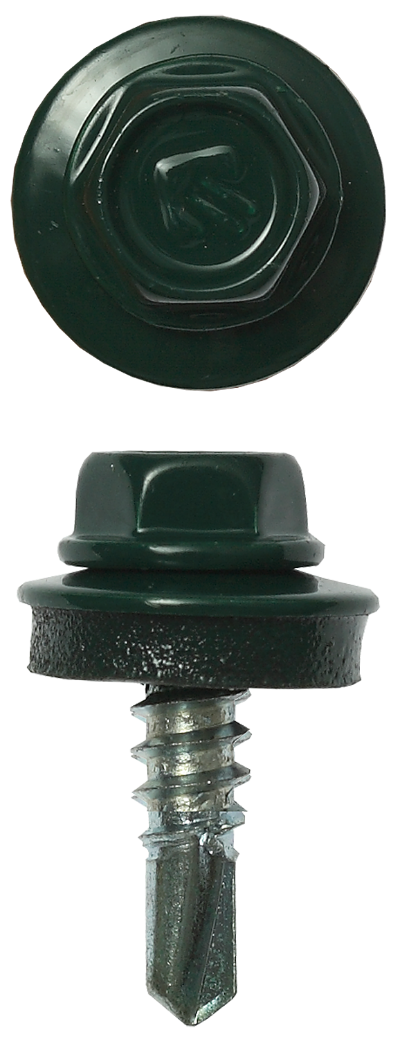 Саморез кровельный для металлических конструкций 5.5 мм x 2.5 см, цинковое покрытие, с шайбой, RAL-6005 зеленый насыщенный, 1800 шт., ЗУБР Профессионал (4-300310-55-025-6005)