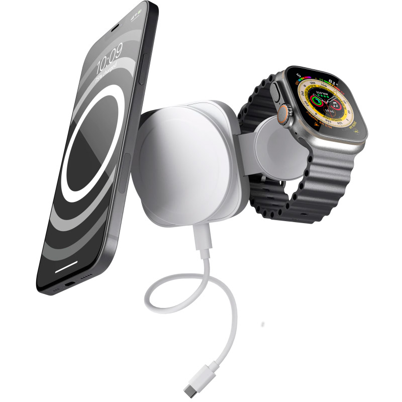 Зарядное устройство Zens 2-in-1 MagSafe + Watch Travel Charger 20W White ZEDC24W/00