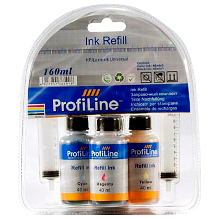 Чернила ProfiLine PL_INK_U_H/L_4*40ml, 4 шт. x 40 мл, голубой/пурпурный/желтый/черный, совместимые для Lexmark