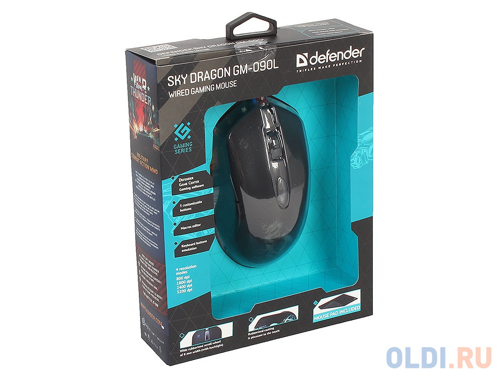 Мышь Defender Sky Dragon GM-090L Black USB проводная, оптическая, 3200 dpi, 5 кнопок + колесо