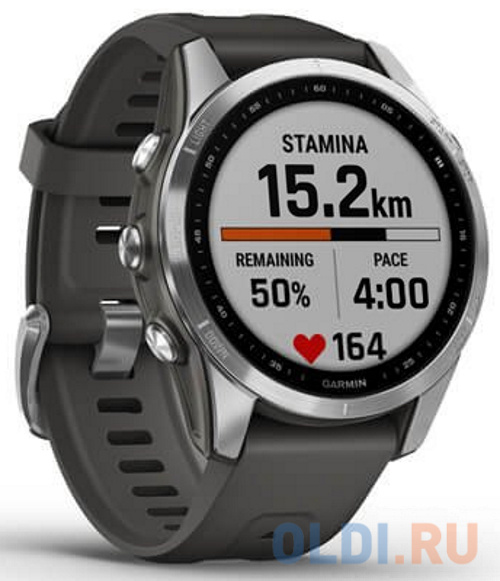 Смарт-часы Garmin Fenix 7s серебристый с графитовым ремешком 42мм в Москвe