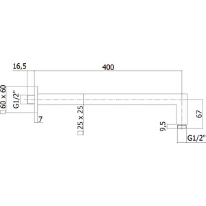 Кронштейн для верхнего душа Paffoni Quadro 400 мм, хром (ZSOF063CR)