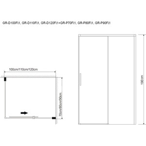 Душевой уголок Grossman Fly1 110х90 прозрачный, хром (GR-D110-P90Fl1)