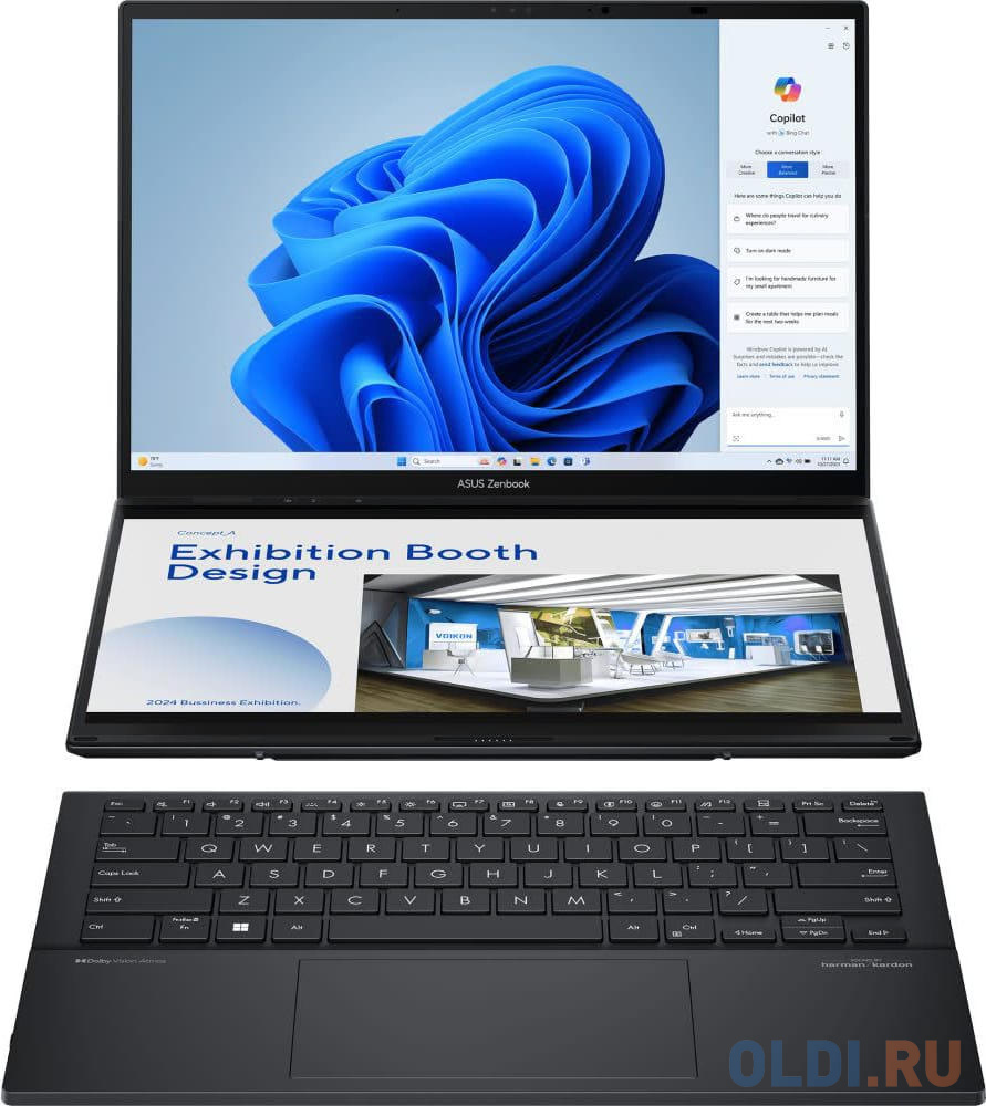 Ноутбук Asus ZenBook Duo UX8406MA-QL344X Core Ultra 9 185H 32Gb SSD1Tb Intel Arc 14" OLED Touch FHD+ (1920x1200) Windows 11 Professional grey WiF