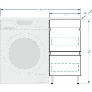 Мебель для ванной Stella Polar Мадлен 39 (100L) под стиральную машинку, белая