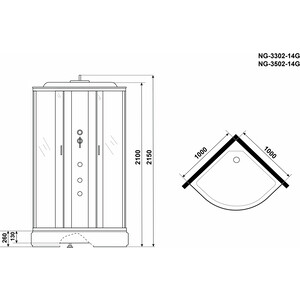 Душевая кабина Niagara NG-3502-14F 100х100х215