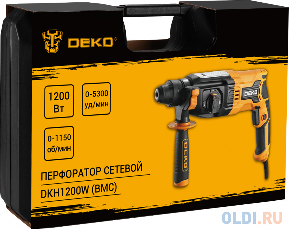 Перфоратор Deko DKH1200W патрон:SDS-plus уд.:3.2Дж 1200Вт (кейс в комплекте) в Москвe