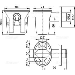 Воронка с шариком для сбрасываемого конденсата DN32 AlcaPlast (AKS1Z)