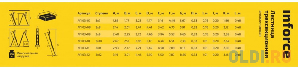 Inforce Лестница трехсекционная 3x11 ЛП-03-11 в Москвe