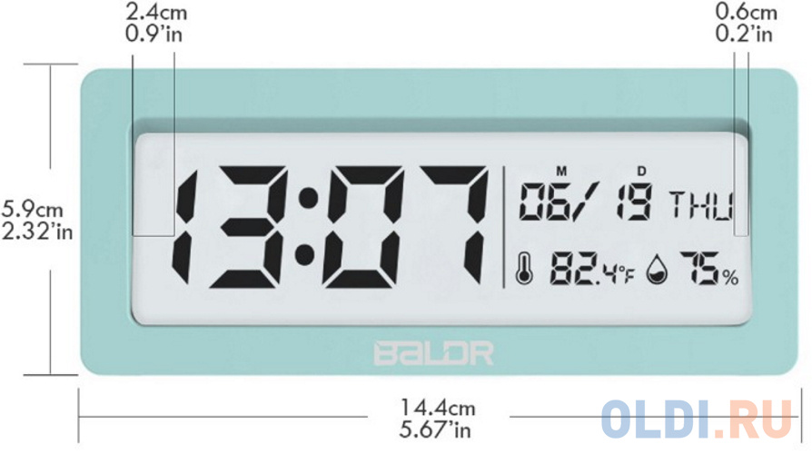 BALDR B0337STH часы-будильник c большим дисплеем, голубой