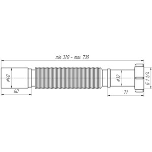 Гофра для сифона АНИ пласт 1 1/4х40 (K204) в Москвe