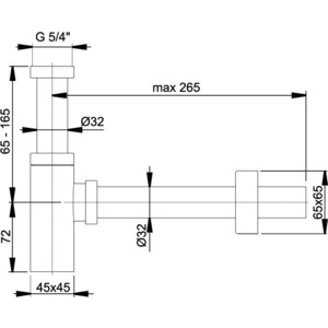 Сифон для раковины AlcaPlast Desing D32 цельнометаллический (A401)