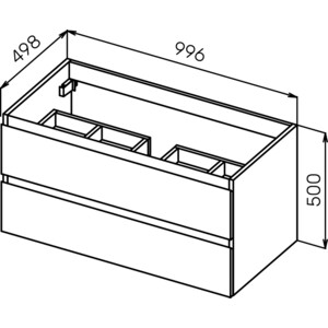 Тумба с раковиной Cezares Molveno 100х50 Legno Grigio (MOLVENO-100-2C-SO-LG, CEZ1000/500-LV-MR)