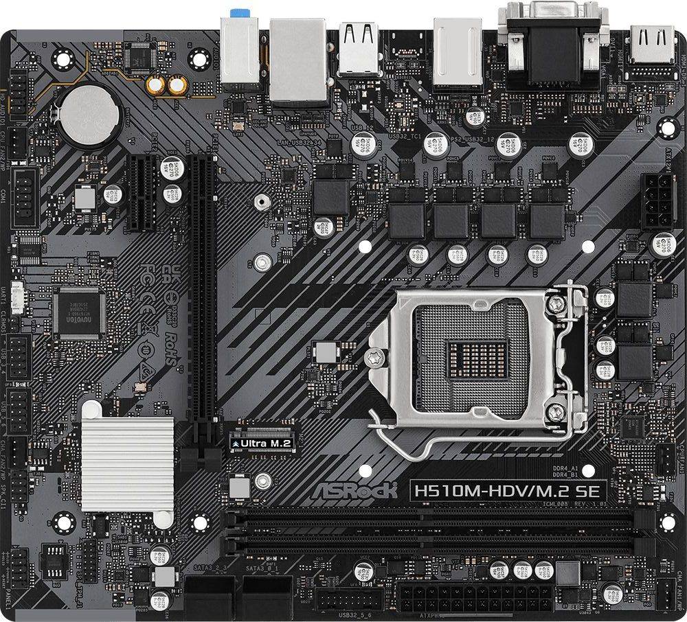 Материнская плата Asrock H510M-HDV/M.2 SE, Soc-1200, Intel H470, mATX