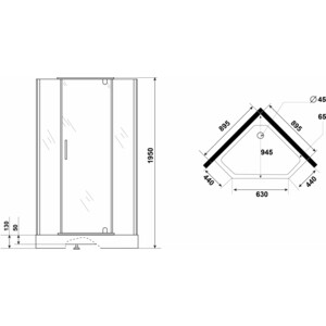 Душевой уголок Niagara Eco 90x90 с поддоном, прозрачный, хром (0091422D)