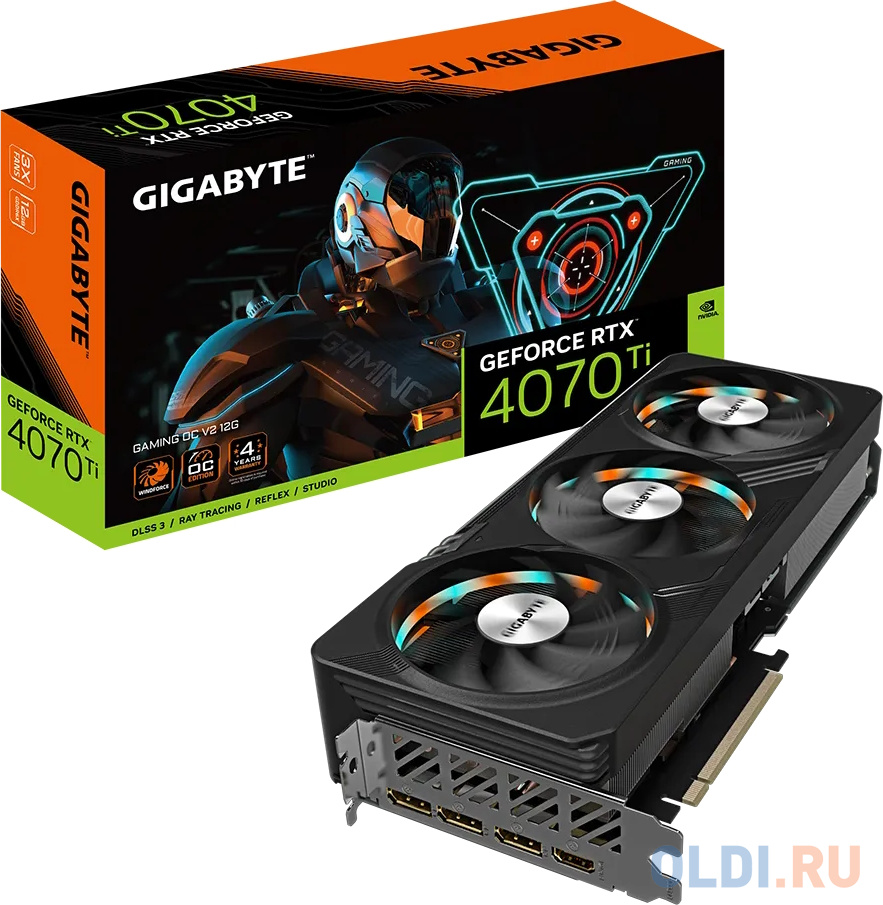 Видеокарта Gigabyte PCI-E 4.0 GV-N407TGAMING OCV2-12GD NVIDIA GeForce RTX 4070TI 12288Mb 192 GDDR6X 2640/21000 HDMIx1 DPx3 HDCP Ret