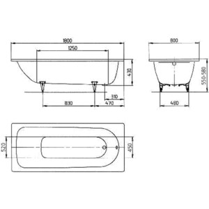 Ванна стальная Kaldewei Saniform Plus 375-1 180x80 с экраном Emmy Элис и ножками