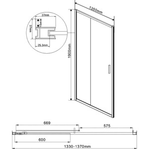 Душевая дверь Vincea Garda VDS-1G 135х190 прозрачная, хром (VDS-1G135CL) в Москвe